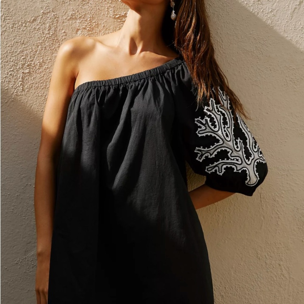 Anthropologie Black and White Asymmetrical Dress
